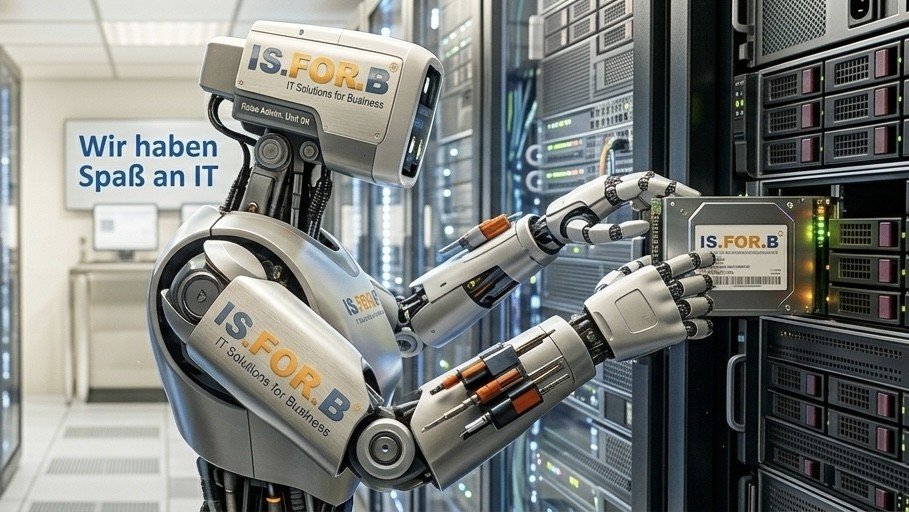 Unser IT-Maskottchen im Serverraum, bekannt aus unseren Schaufenstern und Anzeigen